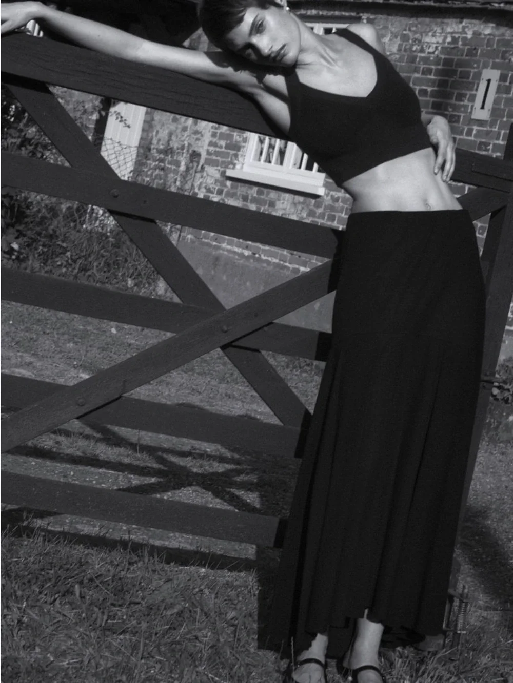 COS Black Flared Maxi Skirt